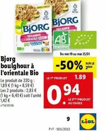 Bjorg Boulghour à L'orientale Bio