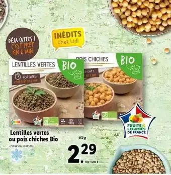 Lidl Lentilles Vertes Ou Pois Chiches Bio offre