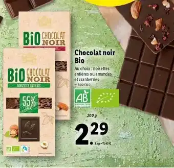Lidl Chocolat Noir Bio offre