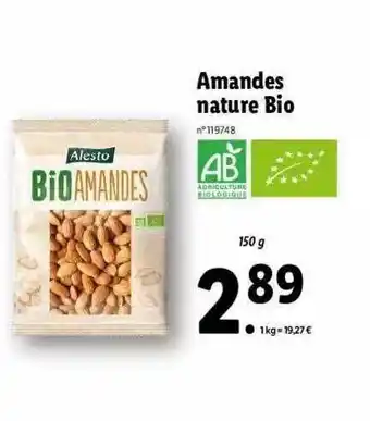 Lidl Amandes Nature Bio offre