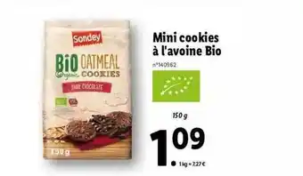 Lidl Mini Cookies à L'avoine Bio Sondey offre