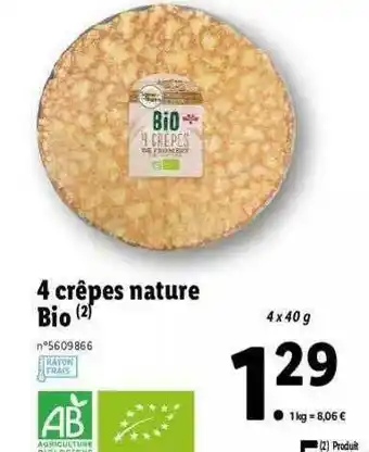 Lidl 4 Crêpes Nature Bio offre