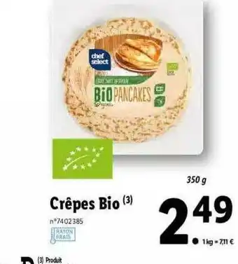 Lidl Crêpes Bio Chef Select offre