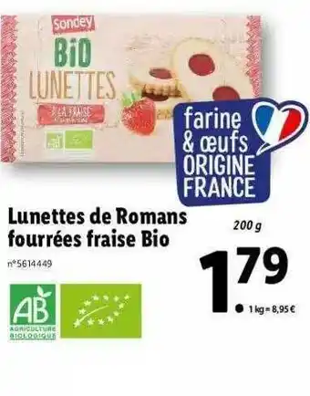 Lidl Lunettes De Romans Fourrées Fraise Bio offre