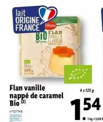 Lidl Flan Vanille Nappé De Caramel Bio offre