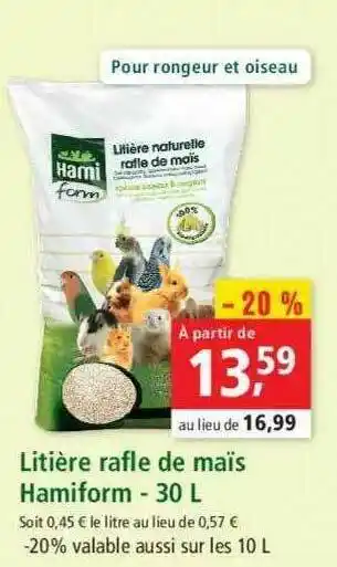 Maxi Zoo Litière Rafle De Maïs Hamiform - 30 L offre