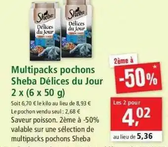 Maxi Zoo Multipacks Pochons Sheba Délices Du Jour 2 X (6 X 50 G ) offre