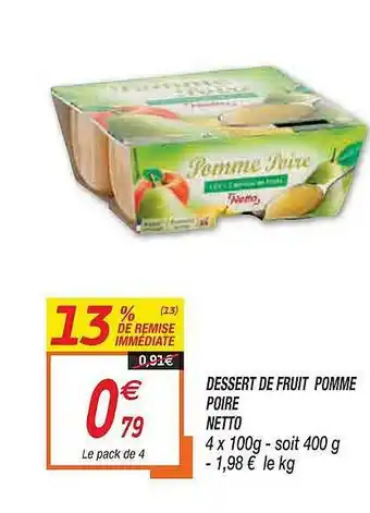 Netto Dessert De Fruit Pomme Poire offre