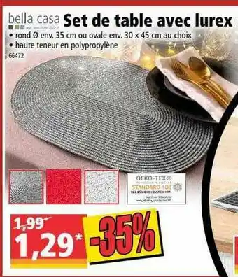 Norma Set De Table Avec Lurex Bella Casa offre