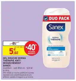 Intermarché Gel Douche Derma Thérapie Anti Dessèchement Sanex offre