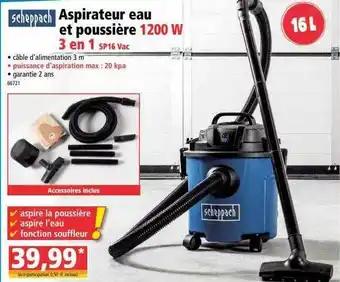 Norma Aspirateur Eau Et Poussière 1200 W Scheppach offre