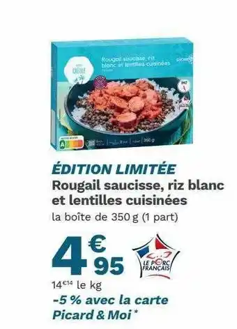 Rougail Saucisse, Riz Blanc Et Lentilles Cuisinées