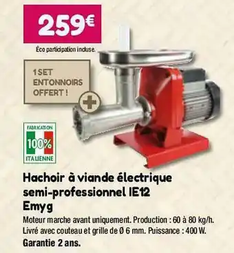 Hachoir à Viande électrique Semi-professionnel Ie12 Emyg