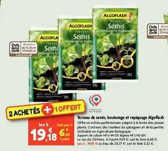 Point Vert Terreau De Semis, Bouturage Et Repiquage Algoflash offre