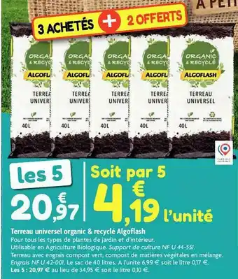 Point Vert Terreau Universel Organic & Recyclé Algoflash offre