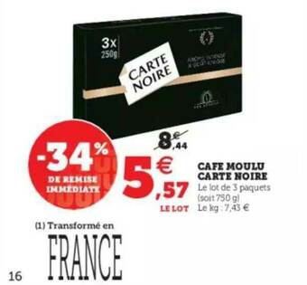 U Express Café Moulu Carte Noire offre