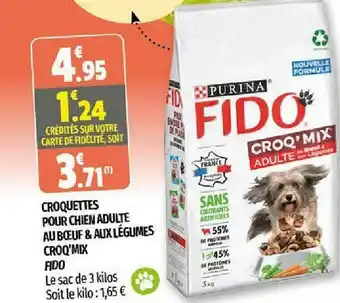 Coccinelle Supermarché Croquettes Pour Chien Adulte Au Boeuf & Aux Légumes Croq'mix Fido offre