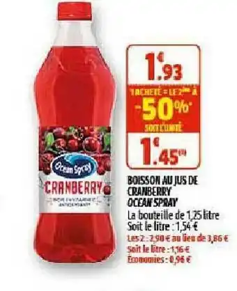 Coccinelle Supermarché Boisson Au Jus De Cranberry Ocean Spray offre