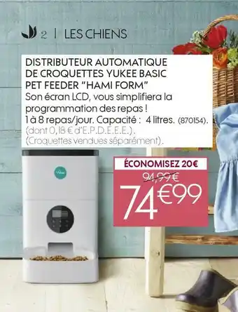 Hami form distributeur automatique de croquettes yukee basic pet feeder