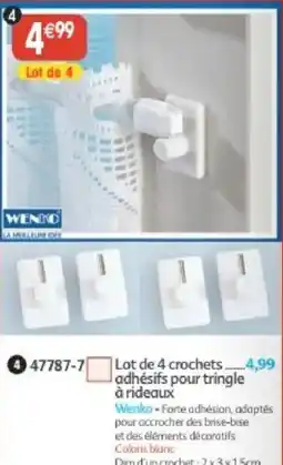 Maximo Lot de 4 crochets adhésifs pour tringle à rideaux offre