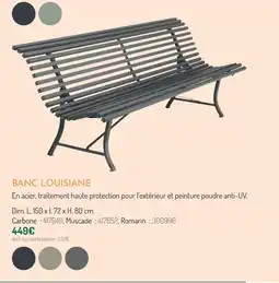 Botanic Banc louisiane offre
