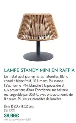 Botanic Lampe standy mini en raffia offre