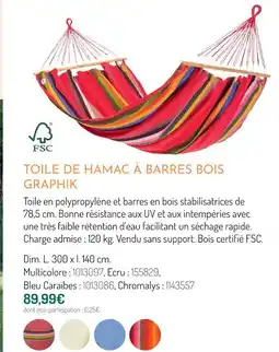 Botanic Toile de hamac à barres bois graphik offre