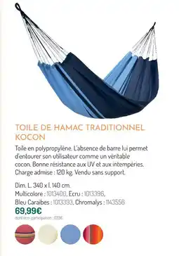 Botanic Toile de hamac traditionnel kocon offre
