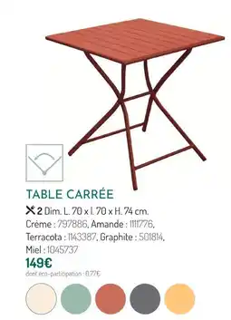 Botanic Table carrée offre