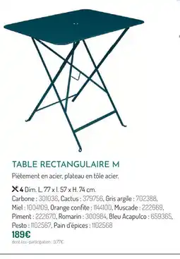 Botanic Table rectangulaire m offre