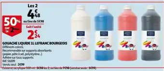 Auchan Gouache liquide 1L lefranc bourgeois offre