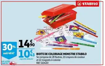 Auchan Boite de coloriage monstre stabilo offre
