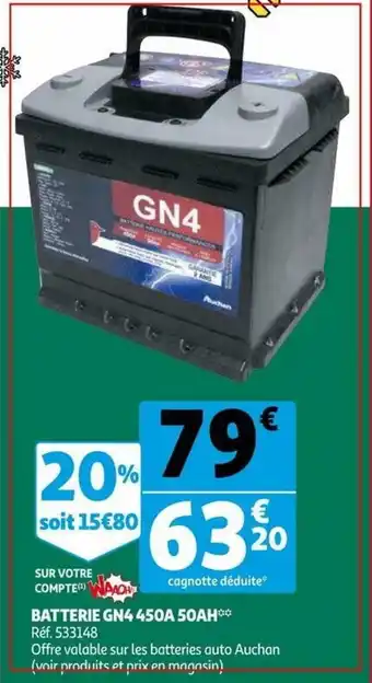 Auchan Batterie GN4 450A 5OAH offre