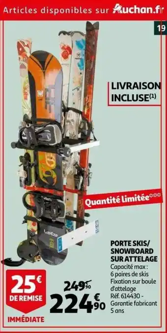 Porte skis/ snowboard sur attelage