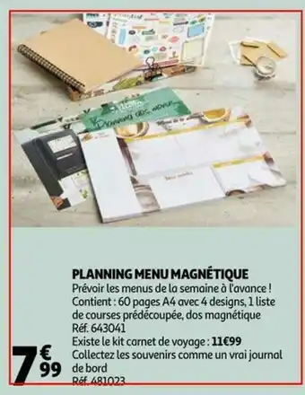 Auchan Planning menu magnétique offre