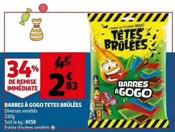 Auchan Barres à gogo tetes brûlées offre