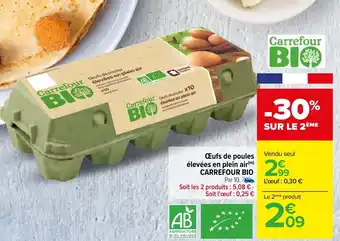 Carrefour Œufs de poules élevées en plein air CARREFOUR BIO offre