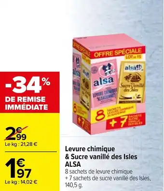 Carrefour Levure chimique & sucre vanillé des isles ALSA offre