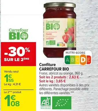 Carrefour Confiture CARREFOUR BIO offre