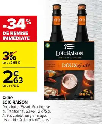Carrefour Cidre loïc raison offre
