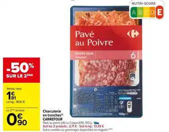 Carrefour Charcuterie en tranches CARREFOUR offre
