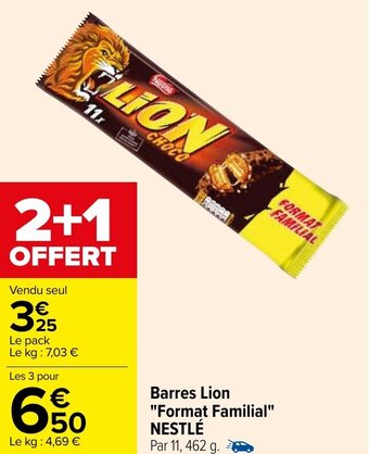 Carrefour Barres lion "format familial" nestlé offre