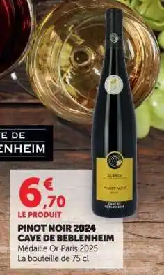 Hyper U PINOT NOIR 2024 CAVE DE BEBLENHEIM offre