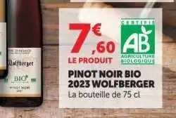 Hyper U PINOT NOIR BIO 2023 WOLFBERGER offre
