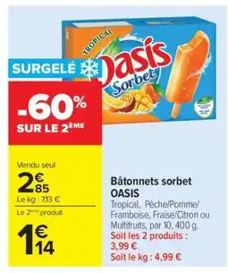 Carrefour Bâtonnets sorbet OASIS offre