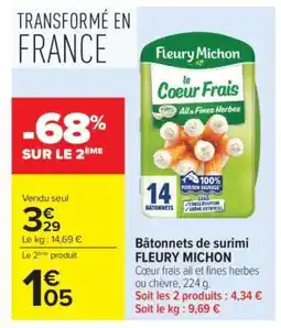Carrefour BATONNETS DE SURIMI FLEURY MICHON offre