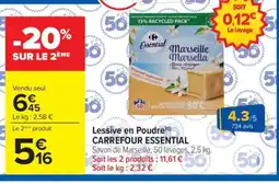 Carrefour Lessive en poudre CARREFOUR ESSENTIAL offre