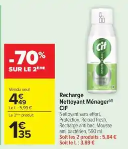 Carrefour Recharge Nettoyant Ménager CIF offre