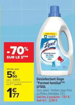 Carrefour Désinfectant linge Format familial LYSOL offre