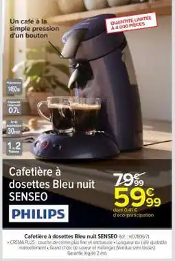 Carrefour Cafetière à dosettes Bleu nuit SENSEO offre
